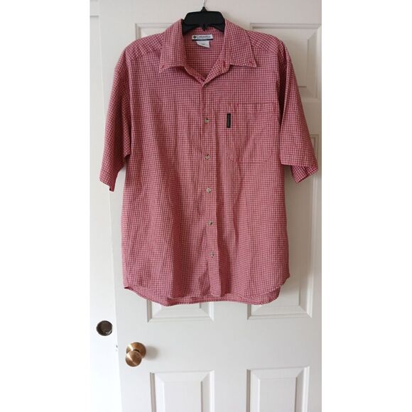 Columbia Other - Columbia Shirt Mens L Red‎ Plaid Short Sleeve Button Regular Fit 100% Cotton